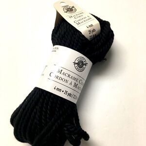 Macrame Cord 25 yards 22.8M Black NEW